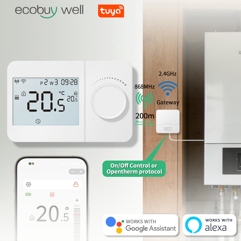 Smart Thermostat Boiler Opentherm - Tuya Wi-Fi-thermostaat, Opentherm-thermostaat voor gasboiler, slimme