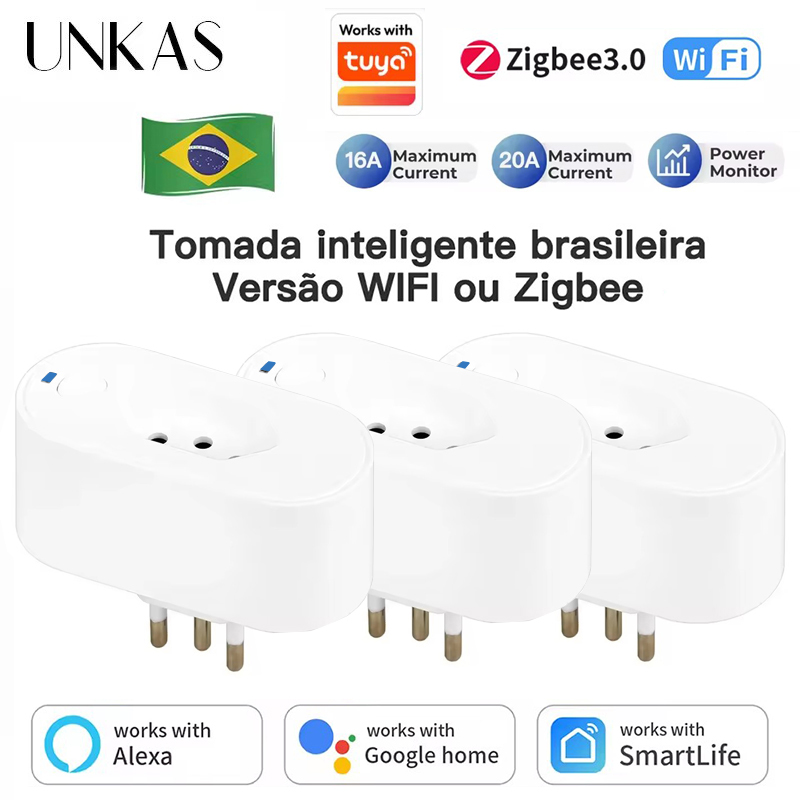 Zigbee Smart Plug Energy Monitor - UNKAS werkt met Tuya Brazil Plug
