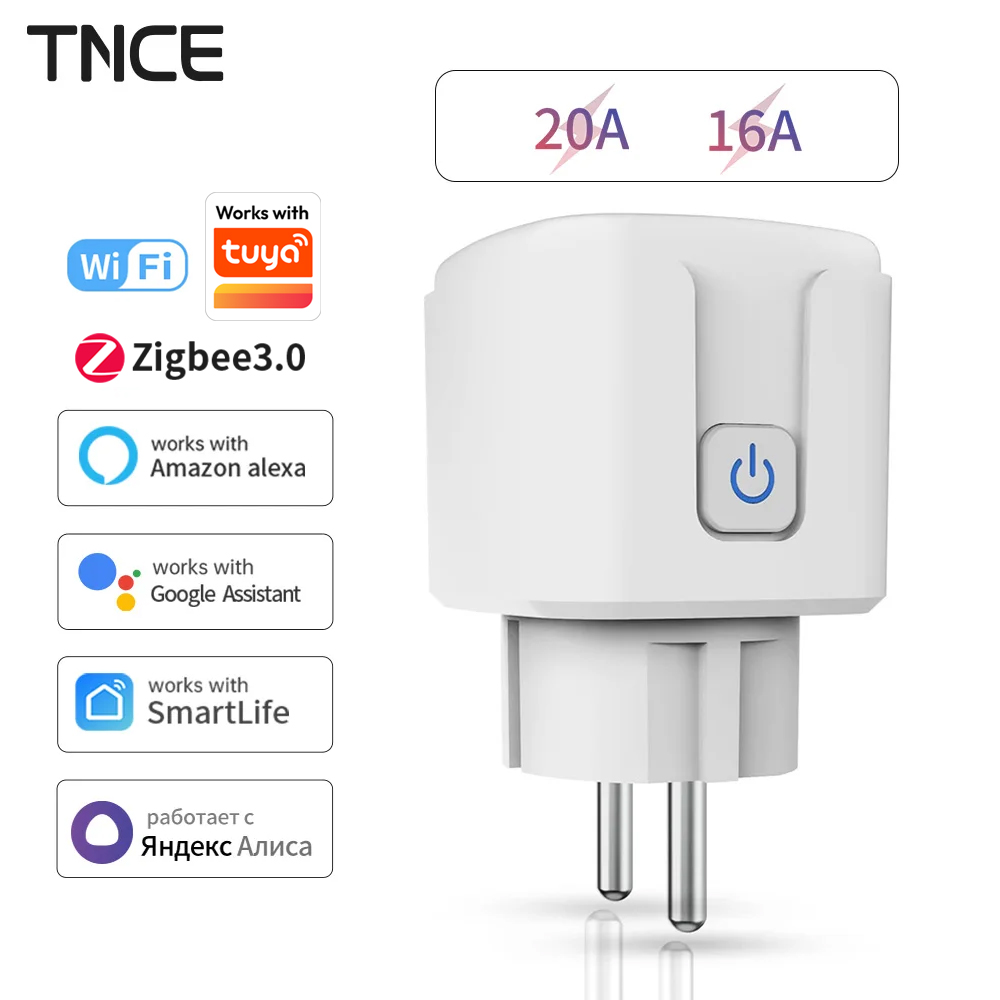 Zigbee Smart Plug Energy Monitor - TNCE Tuya WiFi/Zigbee 16A/20A EU-stekker met