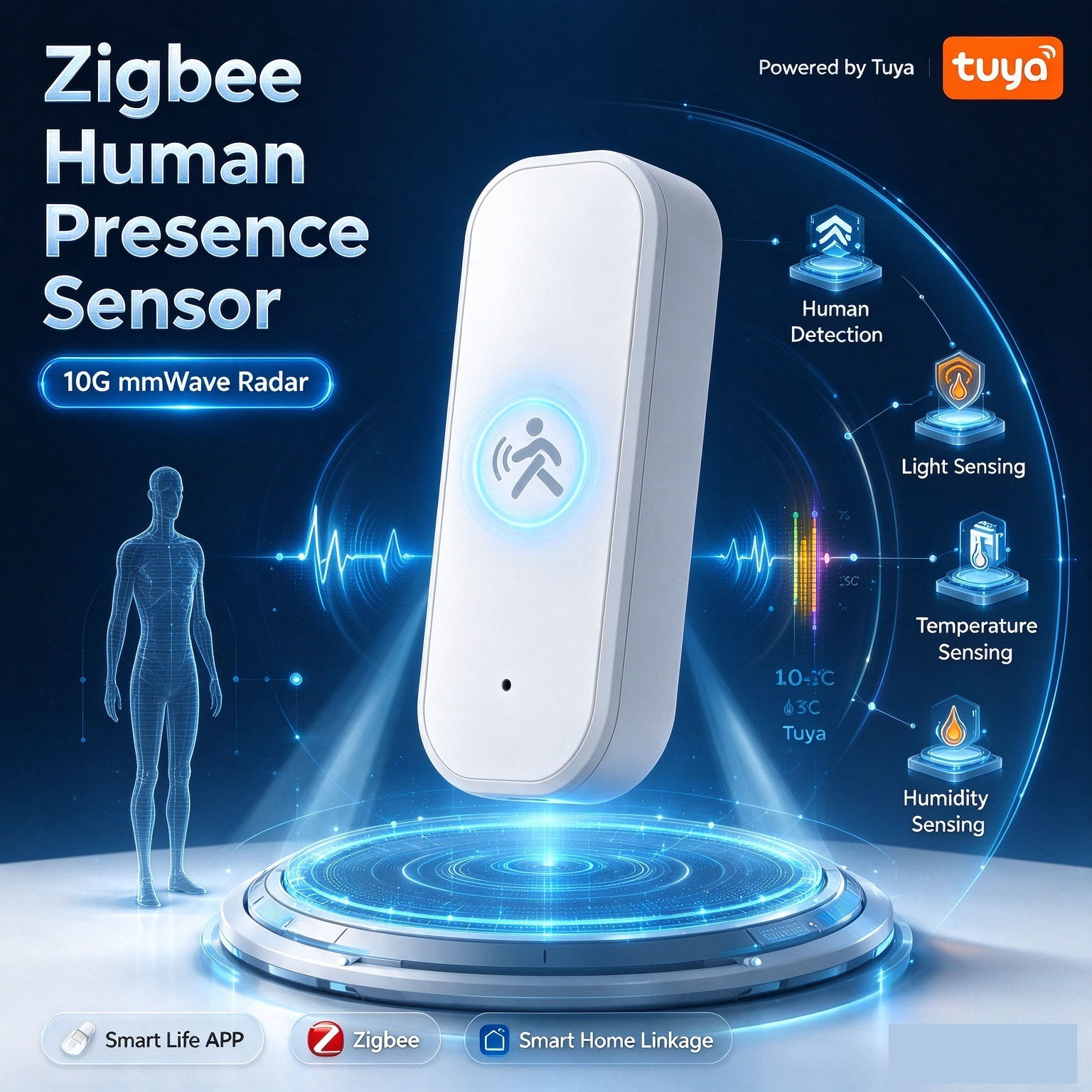 Zigbee Temperature Humidity Sensor - Zigbee 10G mmWave-sensor voor het detecteren
