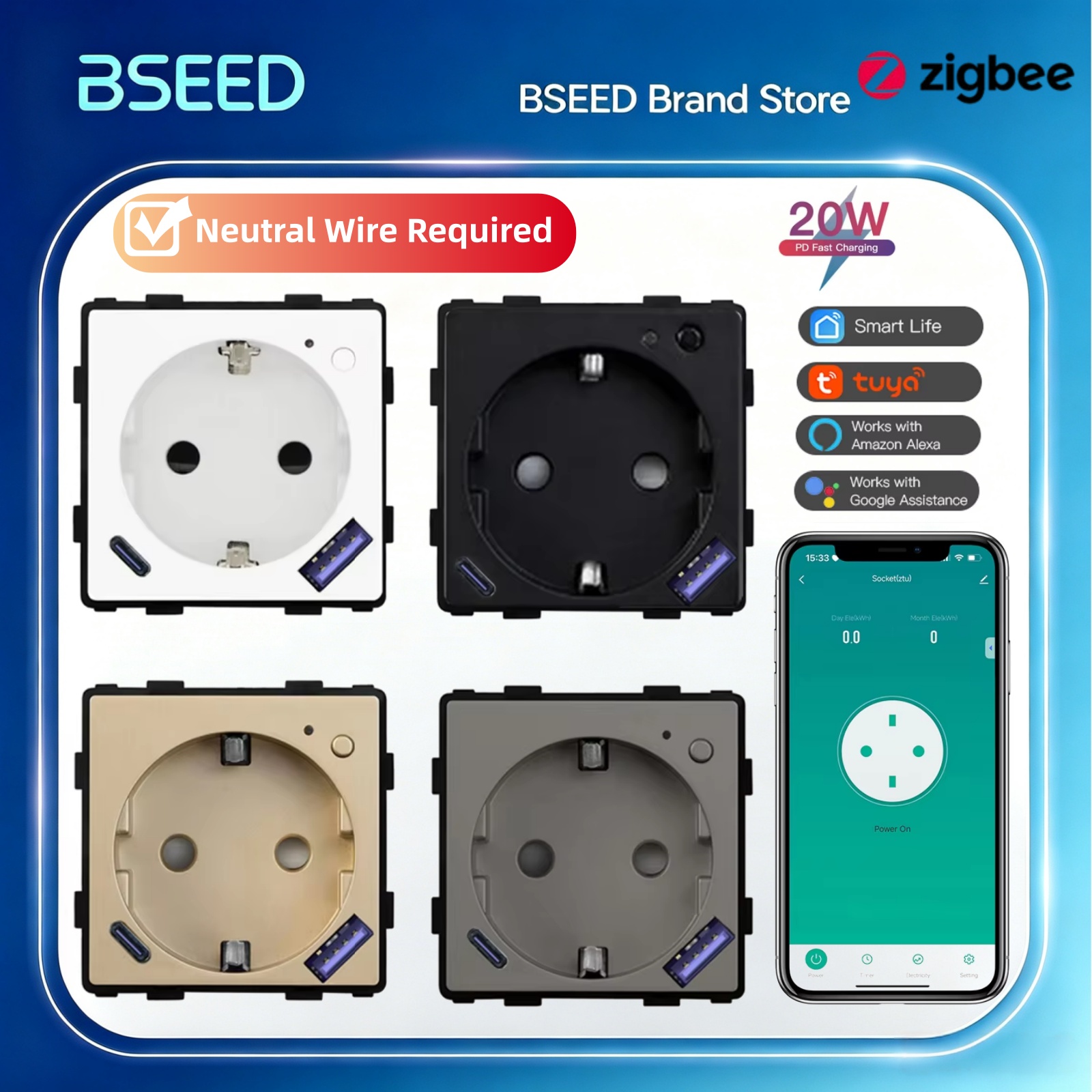 BSEED Zigbee Smart Socket Part - Zigbee Smart Plug Energy Monitor recensie en prijs