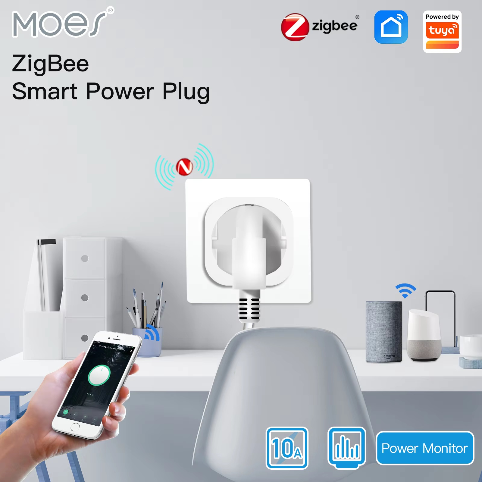 Moes ZigBee Tuya Stekker 16A S - Zigbee Smart Plug Energy Monitor recensie en prijs