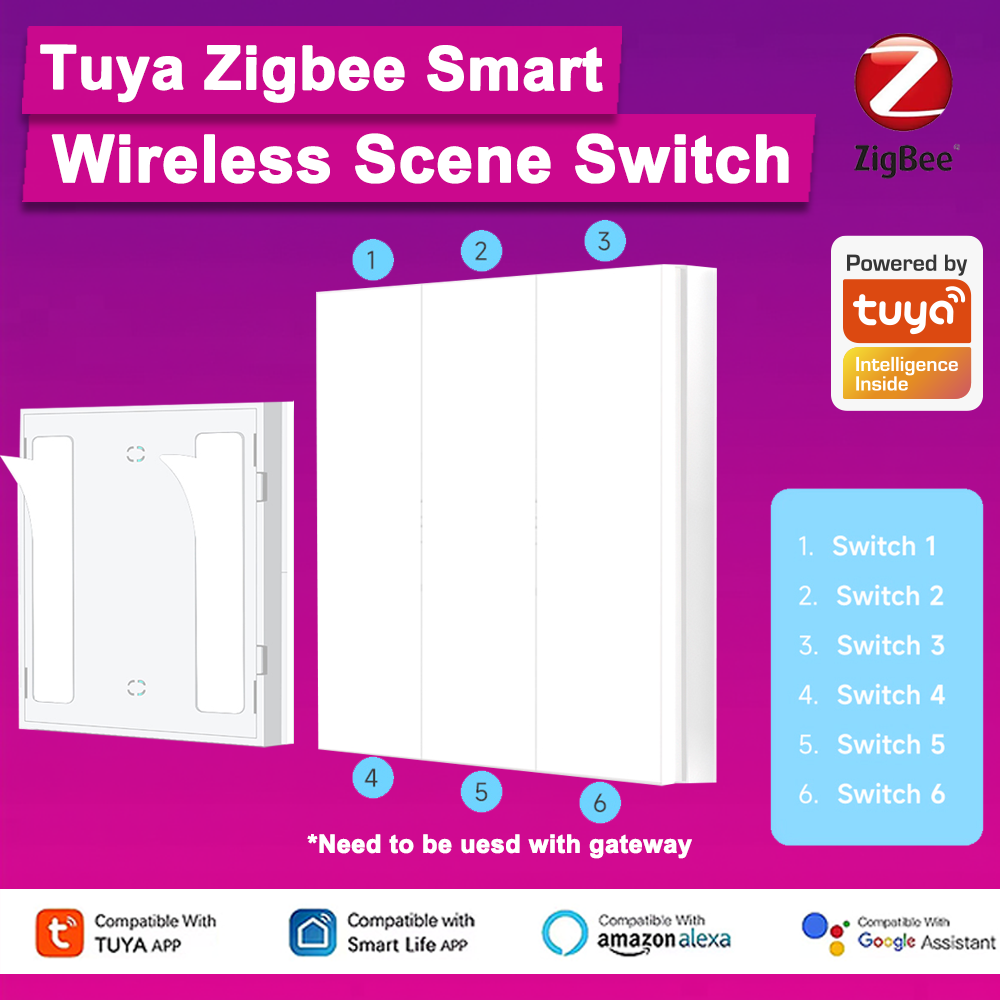 Tuya Zigbee 6 Gang draadloze s - Zigbee Smart Button Scene Switch recensie en prijs